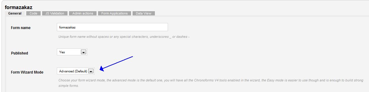 ChronoForms режим Advanced ChronoForms режим Advanced